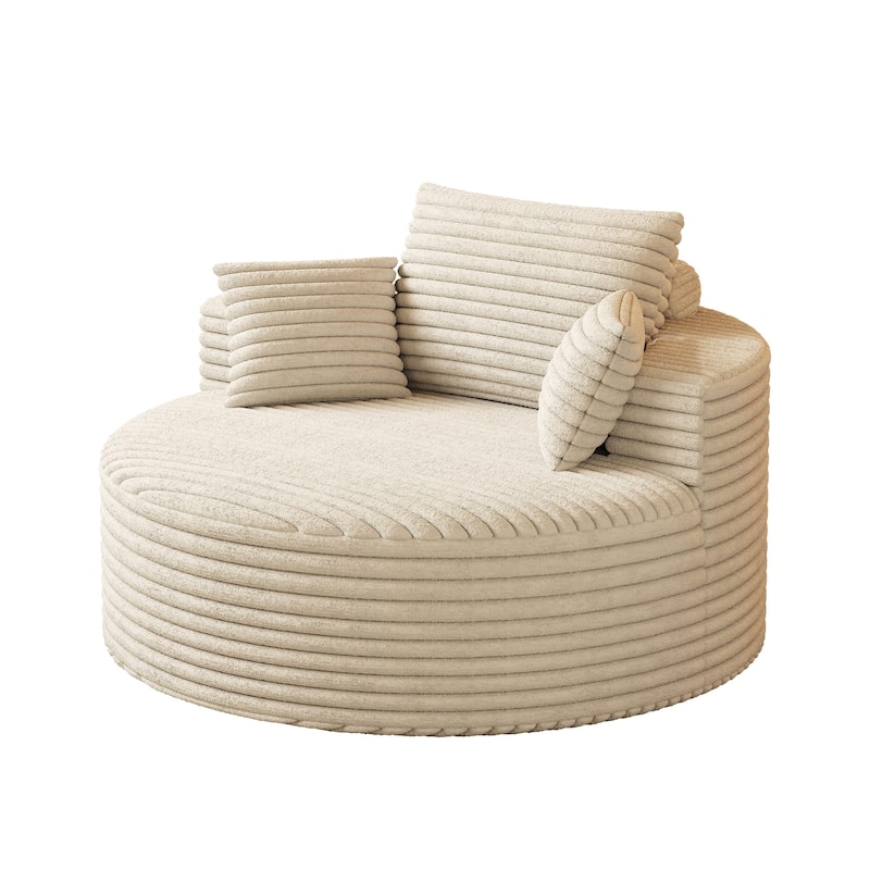 50"L Corduroy Sponge Single Sofa,No Assembly Required,Fluffy Modern Sleeper Chair (Not A Swivel Chair)