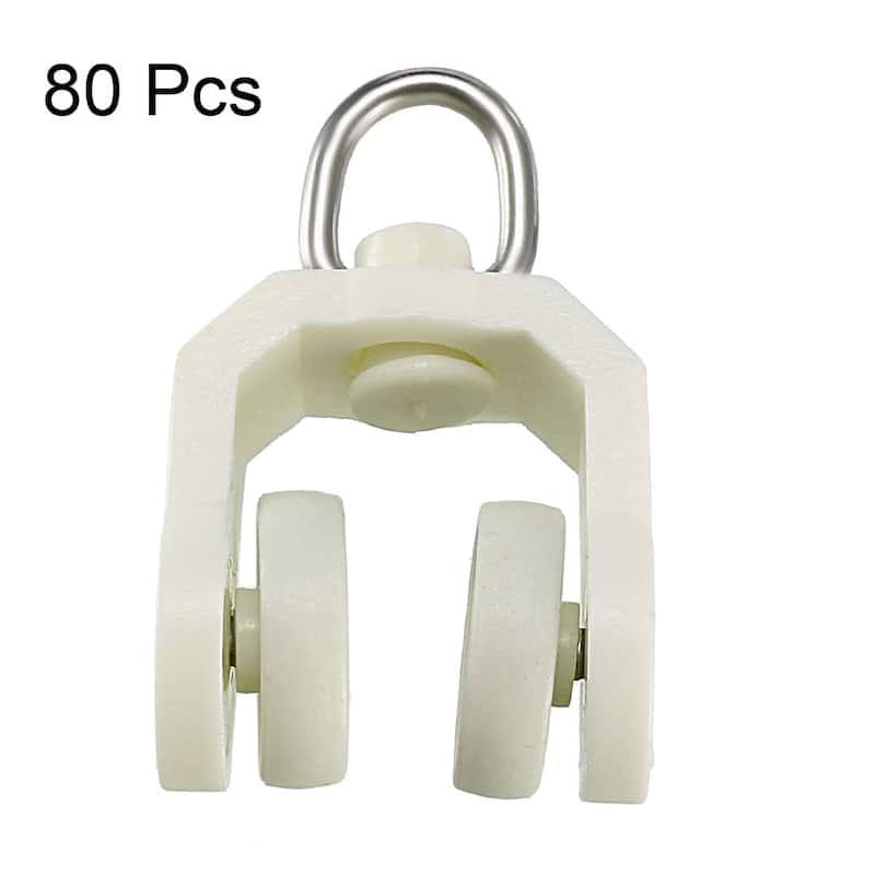 Curtain Track Rollers Plastic Twin Wheeled Carriers 14mm Dia 80 Pcs - White