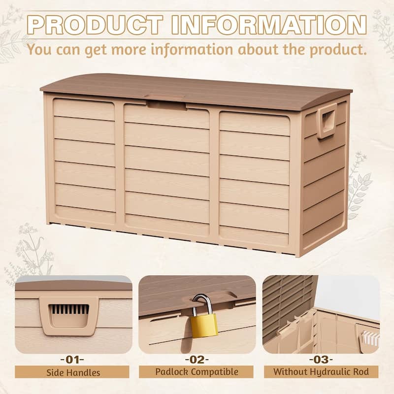 SUNCROWN 75-120 Gallon Weatherproof Resin Outdoor Storage Deck Box for Furniture and Supplies