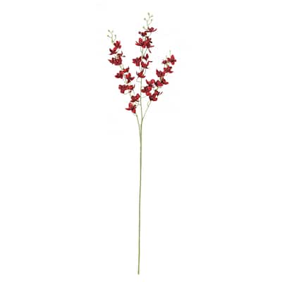 Set of 4 Red Artificial Dendrobium Orchid Flower Stem Spray 34in - 34" L x 4" W x 4" DP