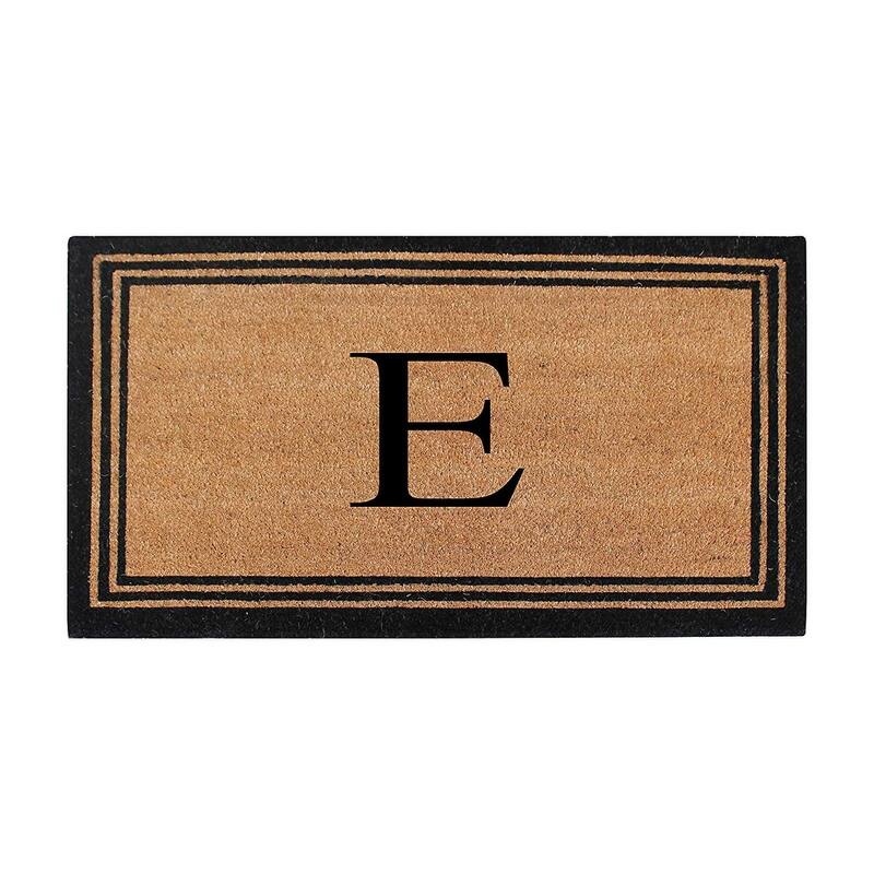 A1HC Pure Natural Coir Monogrammed Heavy Duty PVC Backing Doormat - 18" X 30" - Monogrammed E