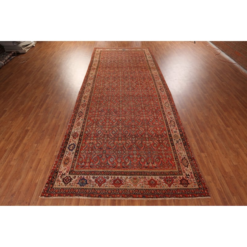 Pre-1900 Malayer Vegetable Dye Persian Large Antique Wool Carpet - 6'8"x 16'3"