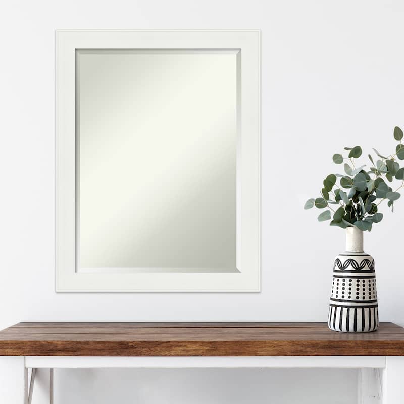 Beveled Wall Mirror - Vanity White Narrow Frame - Vanity White Narrow