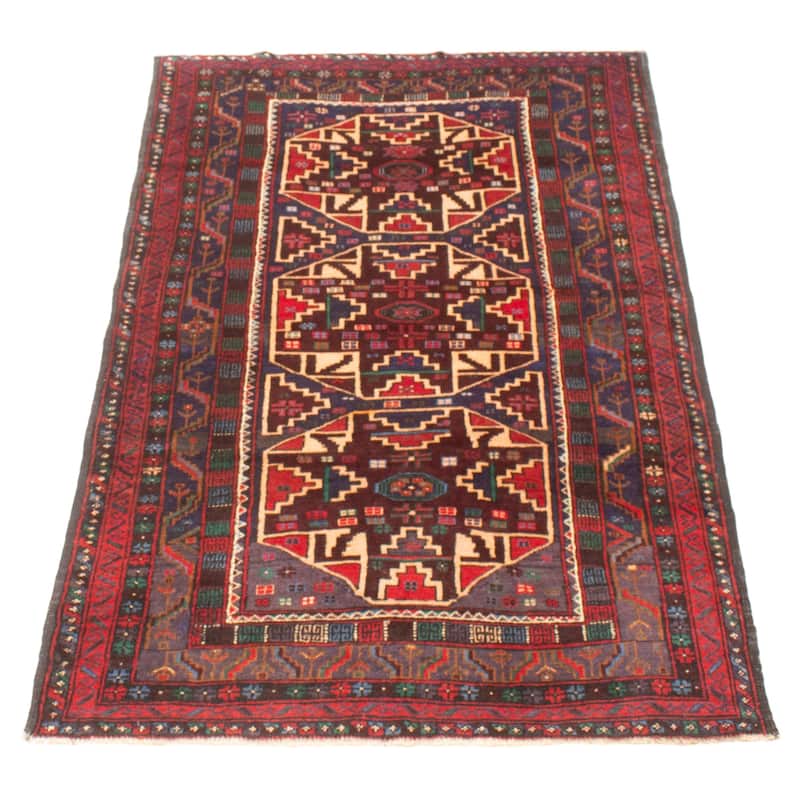 ECARPETGALLERY Hand-knotted Teimani Navy Wool Rug - 3'10 x 6'8