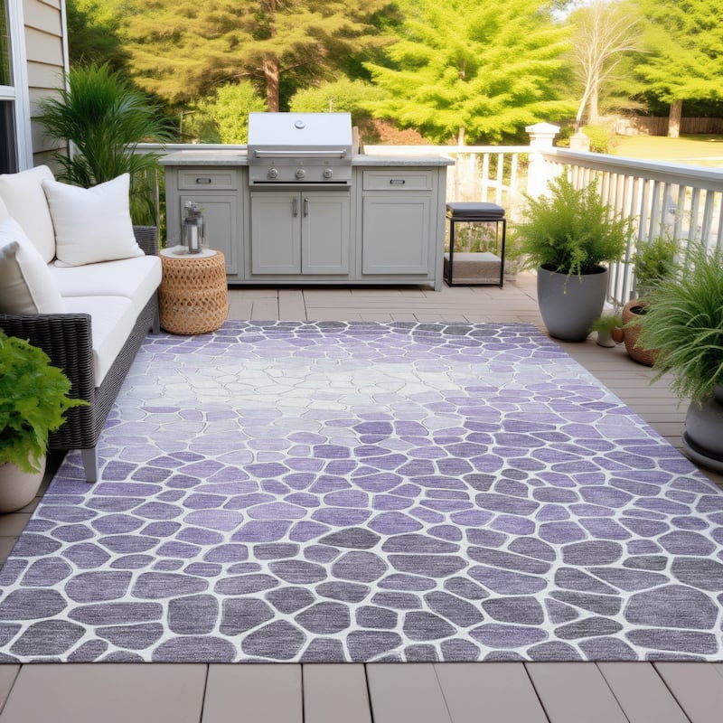 Machine Washable Indoor/Outdoor Contemporary Ombre Chantille Rug - Purple - 3' x 5'