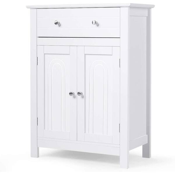 Shop 32 Bathroom Storage Cabinet Free Standing Bathroom Cabinet With Large Drawer 2 Doors Storage Cabinet Overstock 31745894