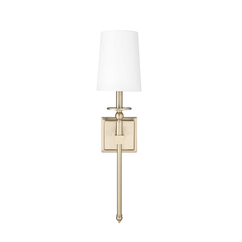 Millennium Lighting 1 Light 26 inch Wall Sconce with White Linen Shade - Modern Gold