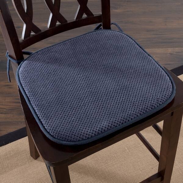 Memory Foam Chair Cushion with Ties and Nonslip Backing by Lavish Home