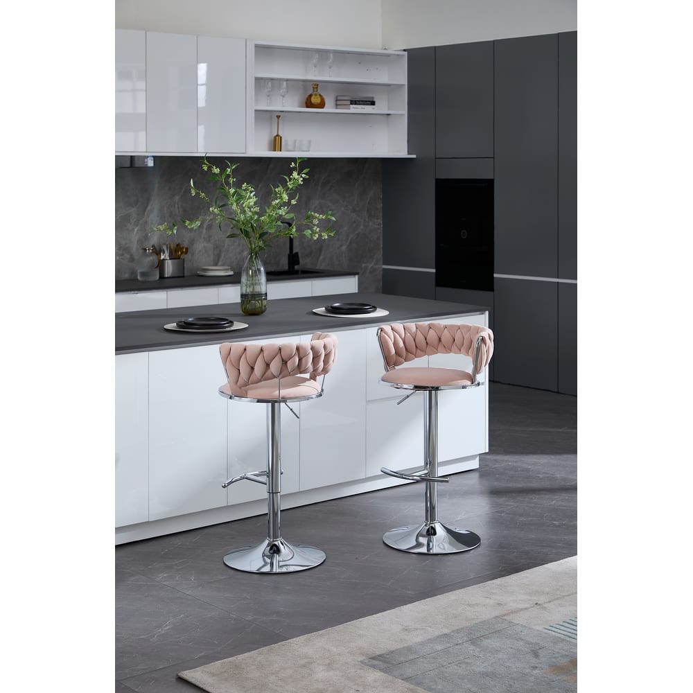 Ostweer Furniture Cream Swivel Simple Bar Stool Set of 2