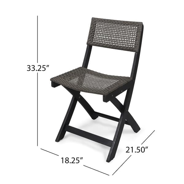 dimension image slide 1 of 4, Hillside Outdoor Acacia Wicker Bistro Set by Christopher Knight Home - N/A
