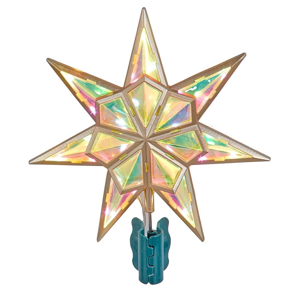Kurt Adler 11.5-Inch 21-Light 7 Point LED Iridescent Star Tree Topper - Multi