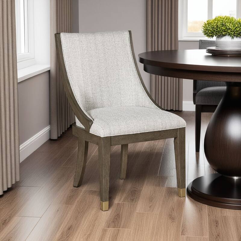 Greta Armchair Set of 2, Semi Deconstructed Gold Metal, Beige Fabric
