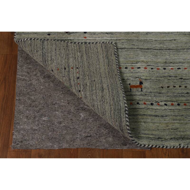 Hand Knotted Oriental 100% Wool Carpet Tribal Animal Pictorial Greys & Charcoal Gabbeh Area Rug - 8' 1'' X 5' 0''