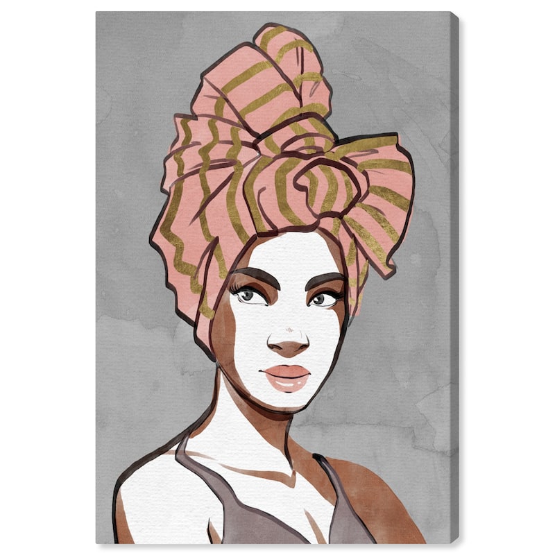 Wynwood Studio Canvas Fashion and Glam Woman of Blush Wraps Orange and Glam Wall Art Canvas Print