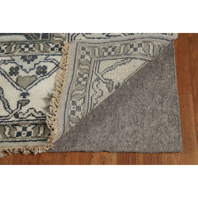 Oushak Indian Area Rug Hand-Knotted Transitional Grey Wool Carpet - 8'2" x 9'10"