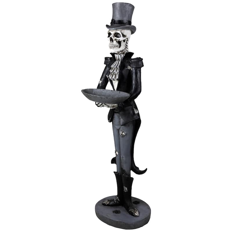 Skeleton Butler Holding Tray Halloween Figure - 4.5'