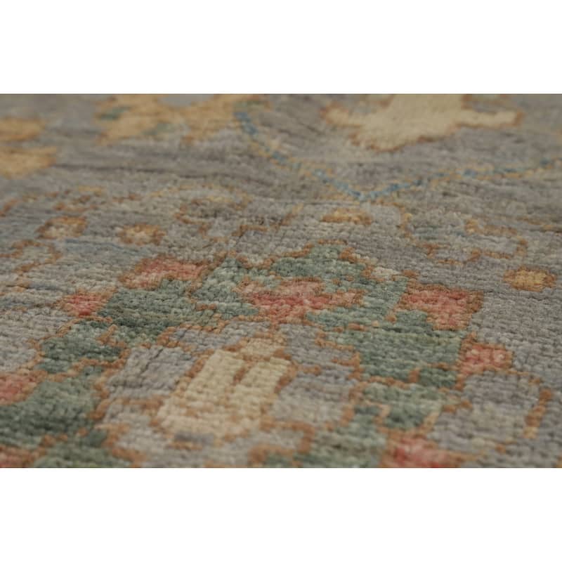 Hand Knotted Oriental 100% Wool Carpet Transitional All-Over Greys & Charcoal Oushak Area Rug - 9' 11'' X 8' 0''