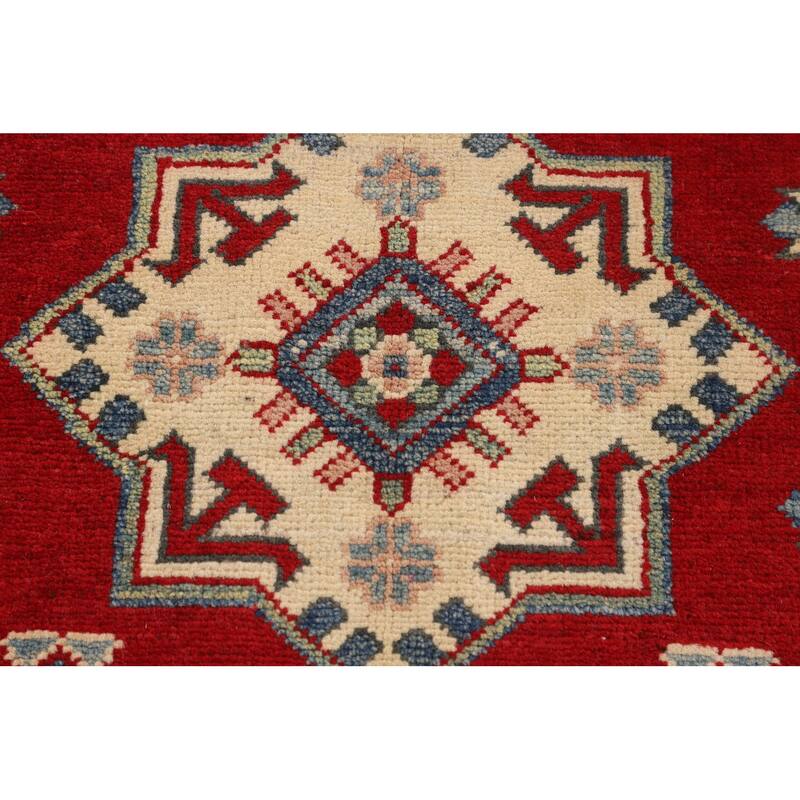 Red Kazak Foyer Rug Hand-Knotted Wool Carpet - 3'5" x 4'9"