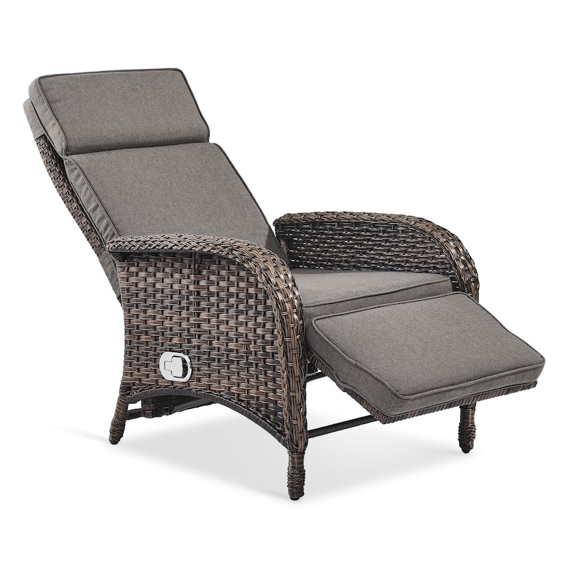 Outdoor Lounge Chairs with Adjustable Brown - Grey