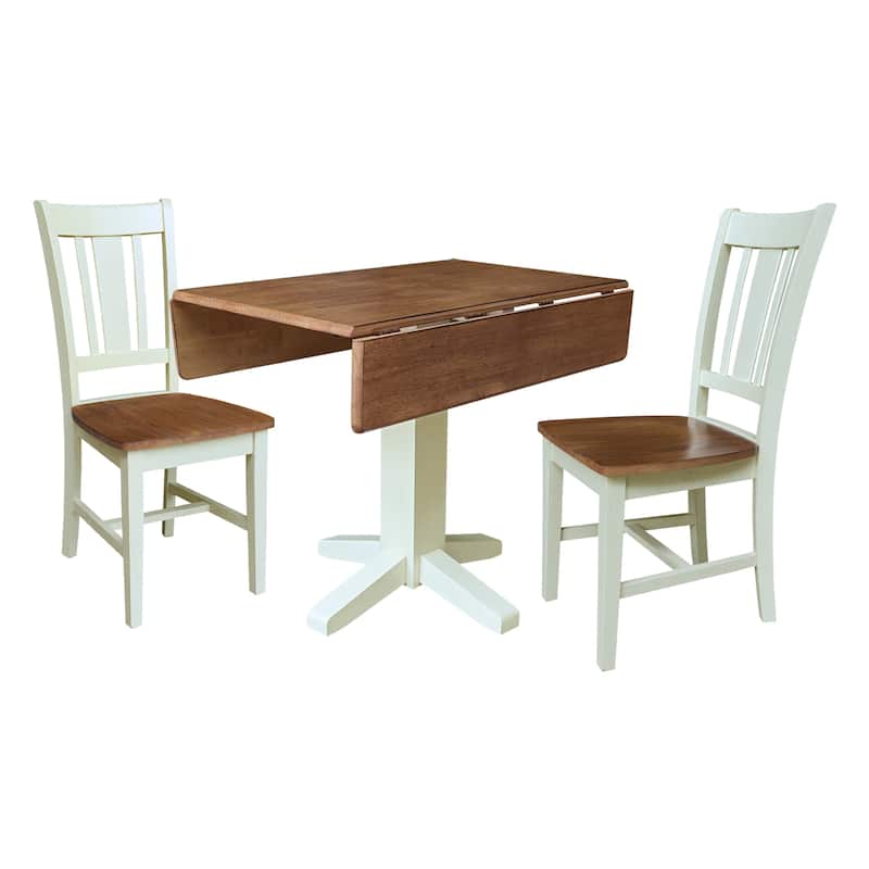 Set of 3 pcs - 36" Square Dual Drop Leaf Table with 2 Chairs