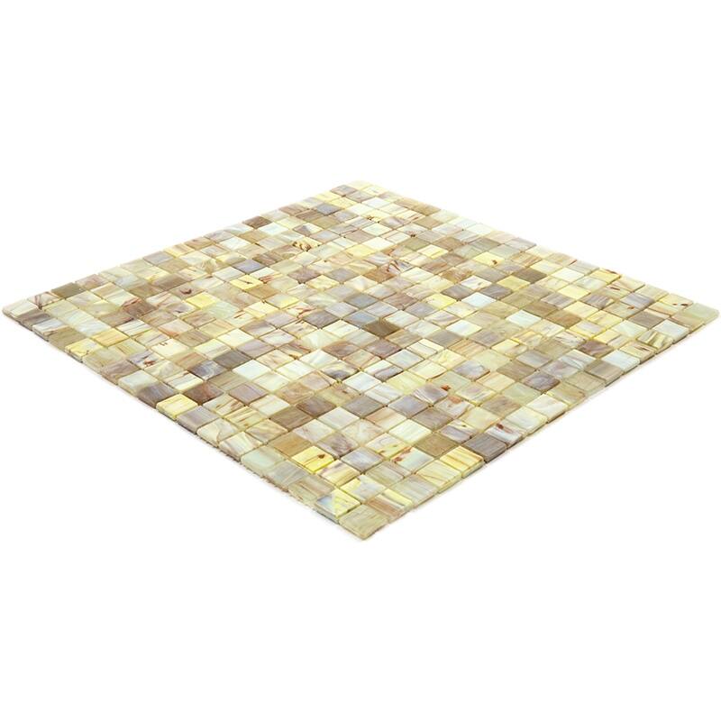 Apollo tile 12" x 12" Skosh Glossy Parchment Beige Glass Tile (18.69 sq ft/case) - 20 Pack