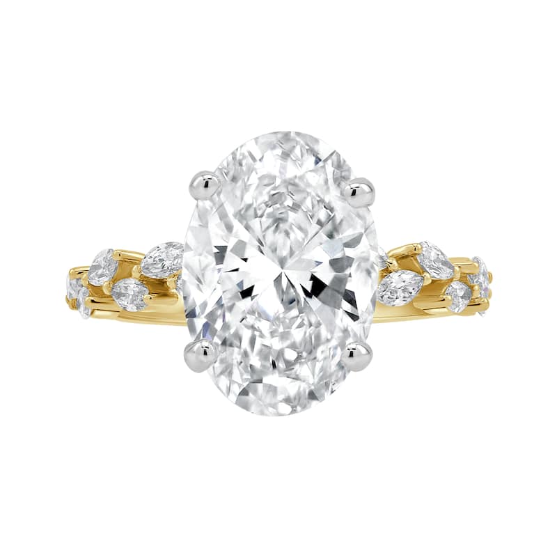 Auriya 14k Gold 6 1/2ctw Lab grown Oval Nature's Inspired Diamond Engagement Ring (E-F VS) - Yellow - 7.5