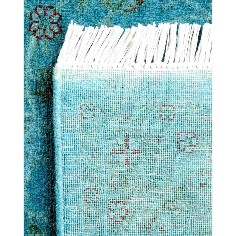 Overton Hand Knotted Wool Vintage Inspired Modern Contemporary Overdyed Blue Area Rug - 3' 2" x 5' 0"
