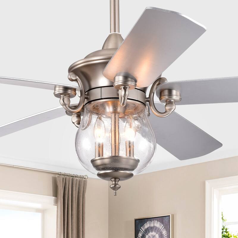 Anisma Anna 28 Inch Mid-Century Modern Style Lighted Ceiling Fan with Remote - Silver