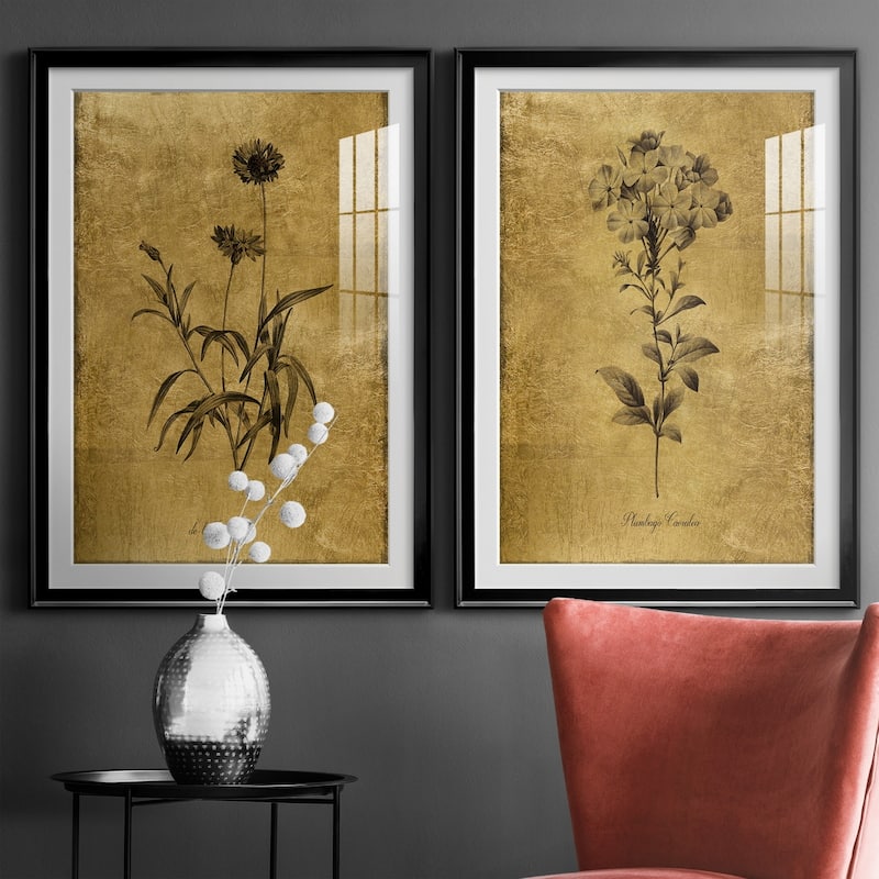 Gold Sketch Botanical I Premium Framed Print - Ready to Hang
