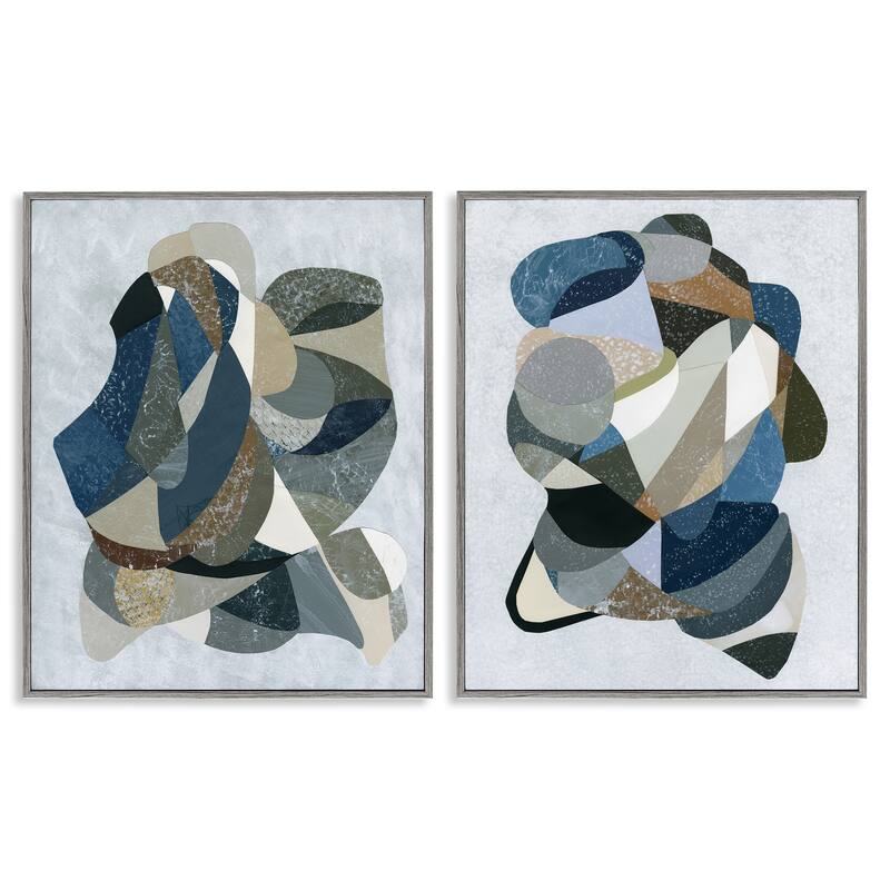 Stupell Neutral Geometric Patterns Framed Giclee Art Design By Coco Good (Set of 2) - 16 x 20 - Grey