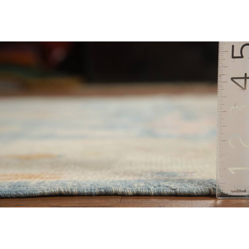 Hand Knotted Oriental 100% Wool Carpet Transitional All-Over Navy Blue & Blues Oushak Area Rug - 11' 8'' X 7' 8''