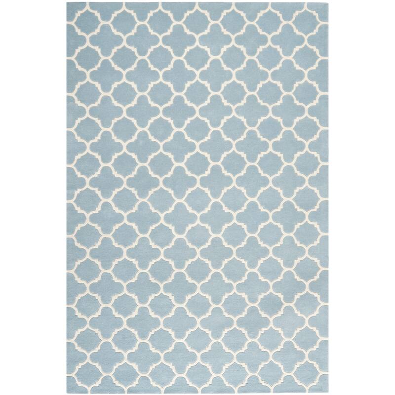 SAFAVIEH, Handmade Chatham Caisa Modern Moroccan Wool Rug - 6' x 9' - Blue/Ivory