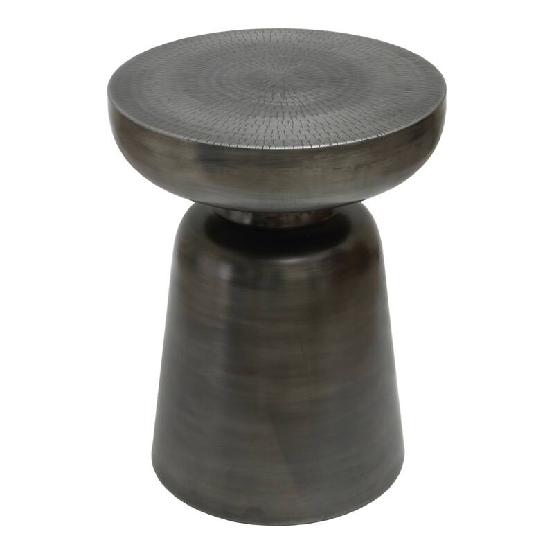 NADAAL STUDIOS Theo Accent Table, Solid Iron, Round Design, Antique Nickel Finish, Antique Copper Finish