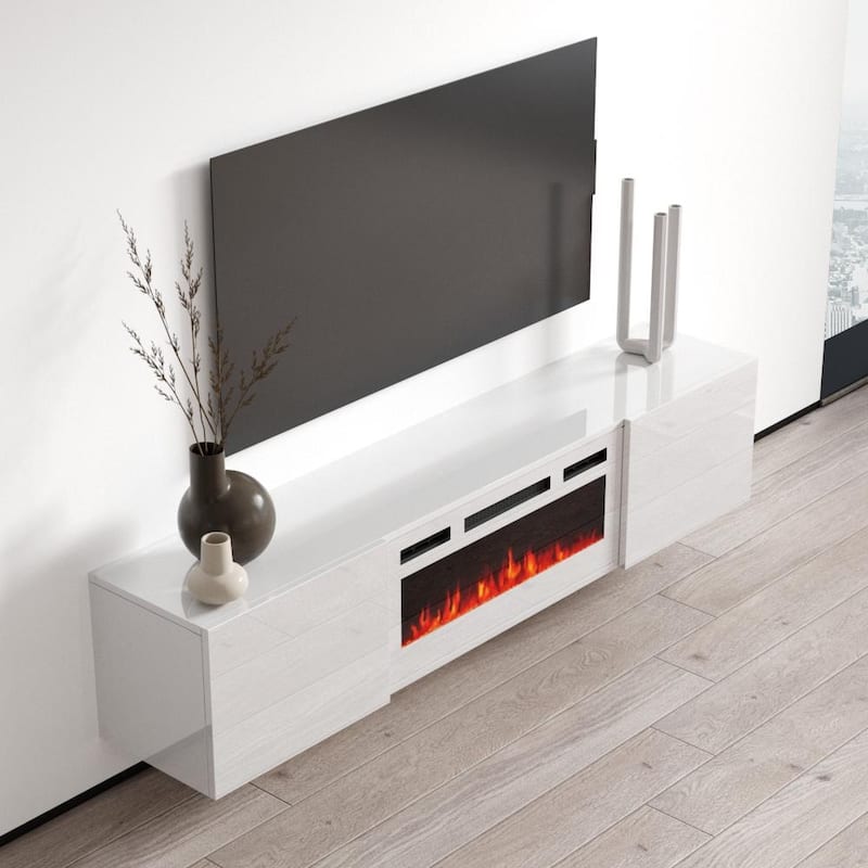 Cali WH-EF Wall Mounted Electric Fireplace Modern 72" TV Stand