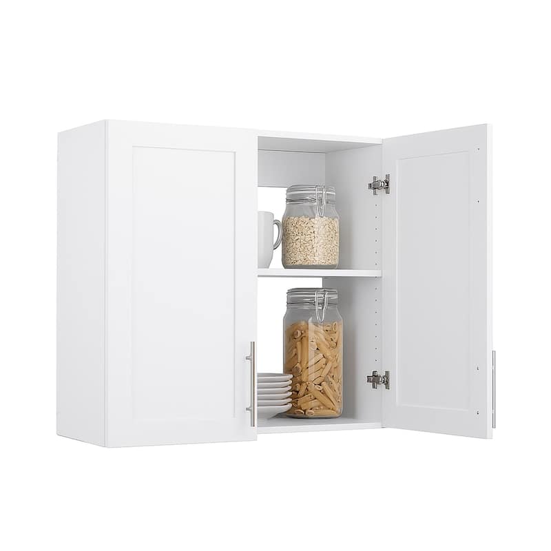Prepac Elite Wall Cabinet with Panel Doors 12.75" D x 32" W x 30" H - 32 in W x 30 in H x 12.75 in D - White
