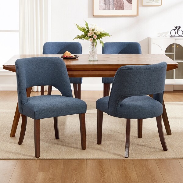 HOMYKA Solid Hardwood Fabric Dining Chair, Mid-Century Modern - On
