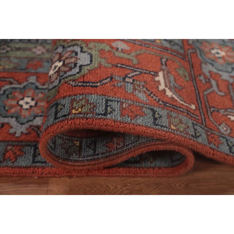 Traditional Orange Ziegler Area Rug Hand-Knotted Wool Carpet - 8'0"x 9'11"