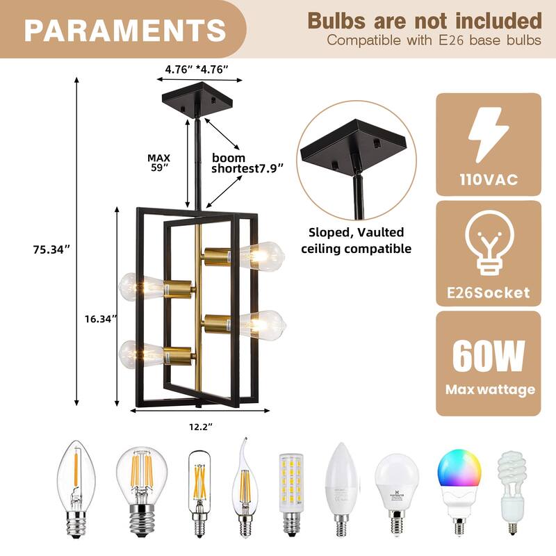 4- Light Dimmable Geometric Chandelier