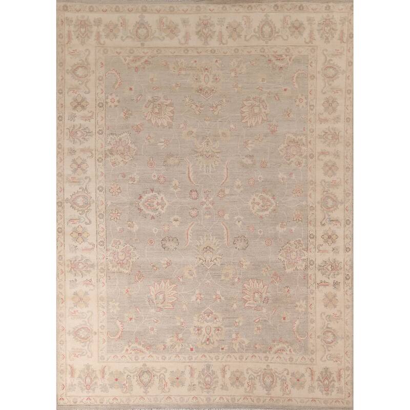 Hand Knotted Oriental 100% Wool Carpet Transitional All-Over Beige & Ivories Oushak Area Rug - 10' 2'' X 8' 2''
