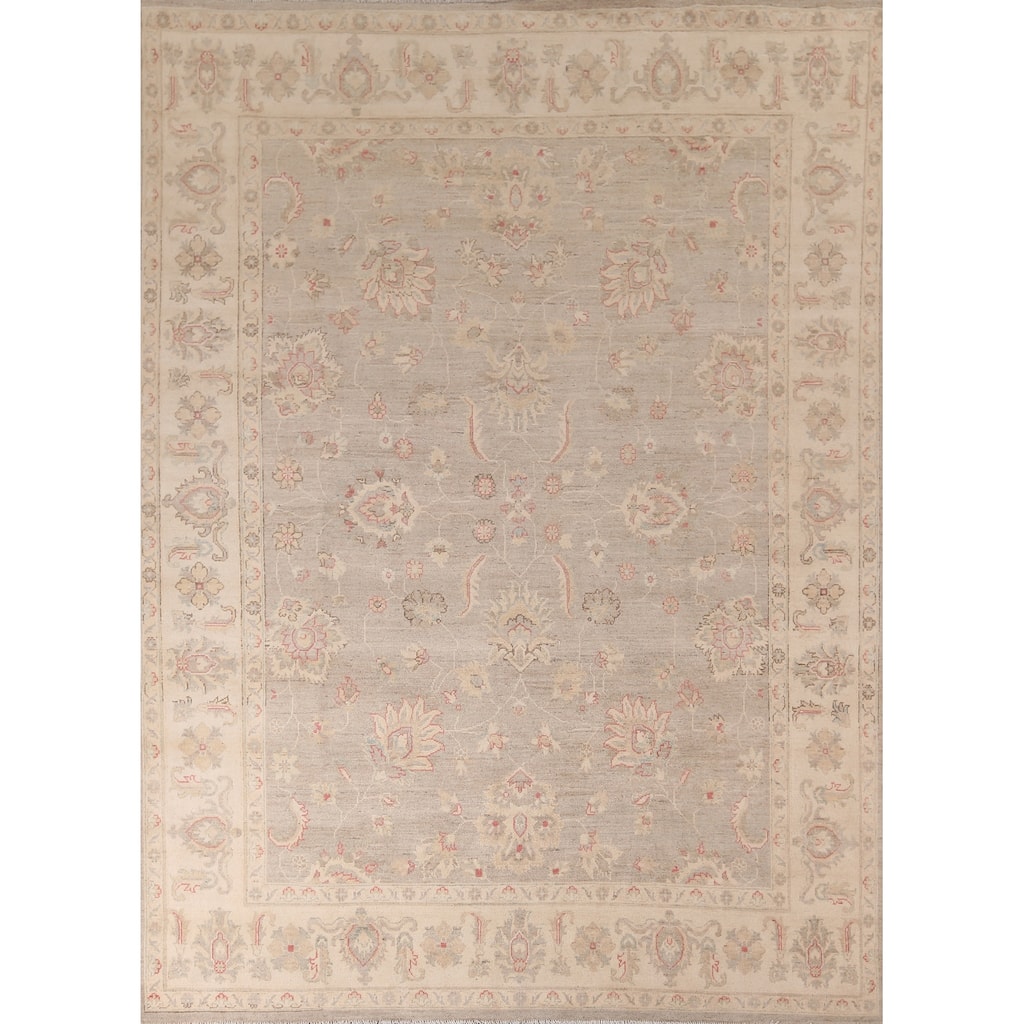 Hand Knotted Oriental 100% Wool Carpet Transitional All-Over Beige & Ivories Oushak Area Rug - 10' 2'' X 8' 2''