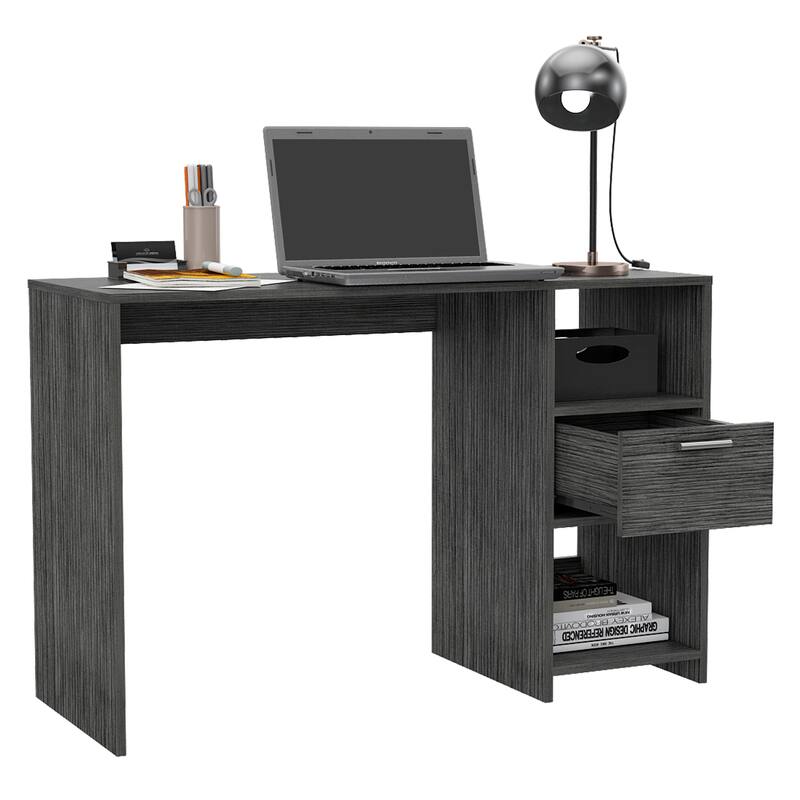 Freestanding Rectangular Computer Desk with Storage Drawer, Open Compartments, and Sleek Modern Design