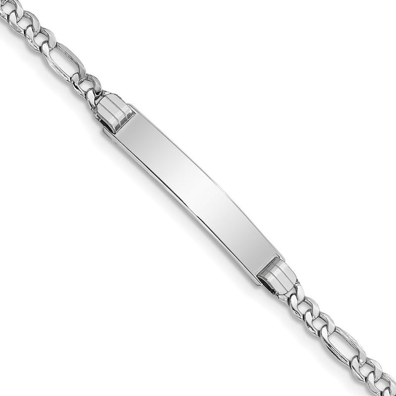 Curata 5mm 14k Engravable Polished ID With Semi solid Figaro Bracelet