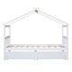 preview thumbnail 5 of 30, Twin Size Wooden House Platform Bed with 2 Drawers, Wood Bed Frame with Roof and Safety Guardrail for Kids Teens Boys Girls