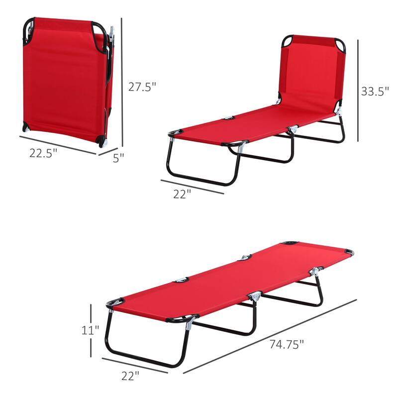 Folding Chaise Lounge Pool Chairs, Outdoor Sun Tanning Chairs With 5-Level Reclining Back