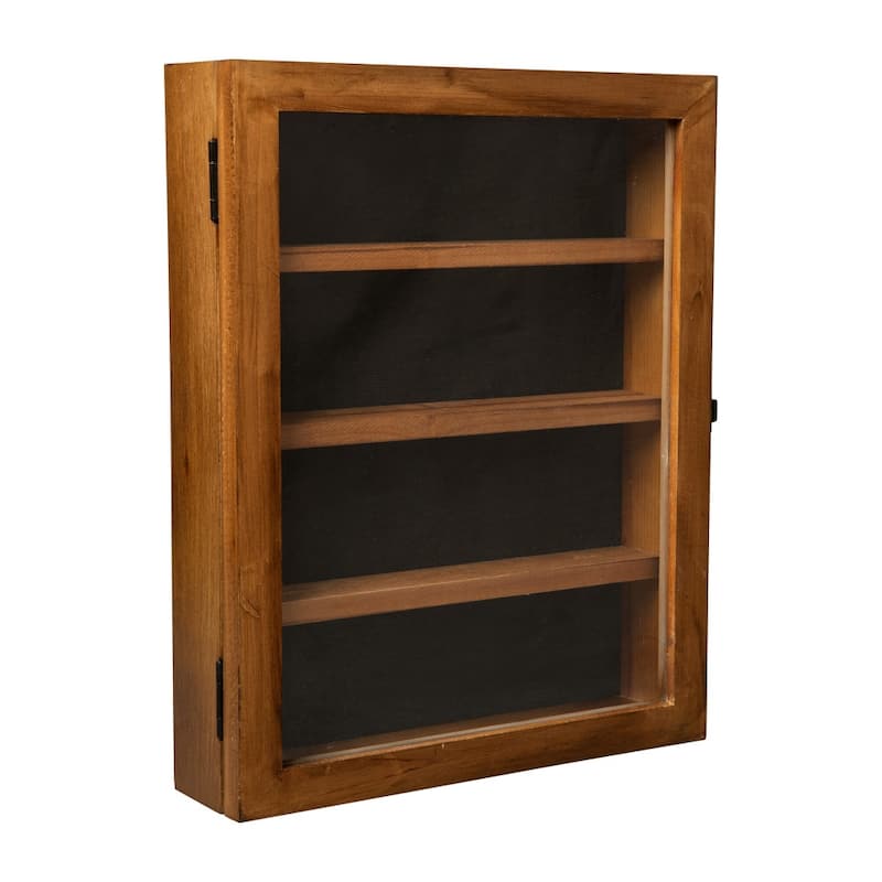 Wooden Medals Display Case with Removable Shelves