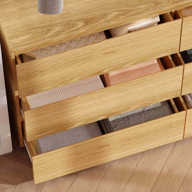 Timechee 6 Drawer 59'' W Chest&Dresser White/Dark Brown