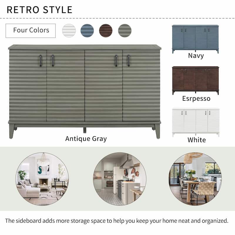 4-Door Sideboard with Large Storage and Adjustable Shelves