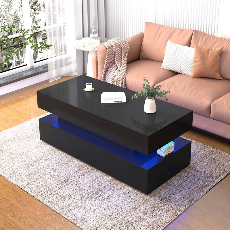 High Quality Three-Tier Foldable Coffee Table With Drawers
