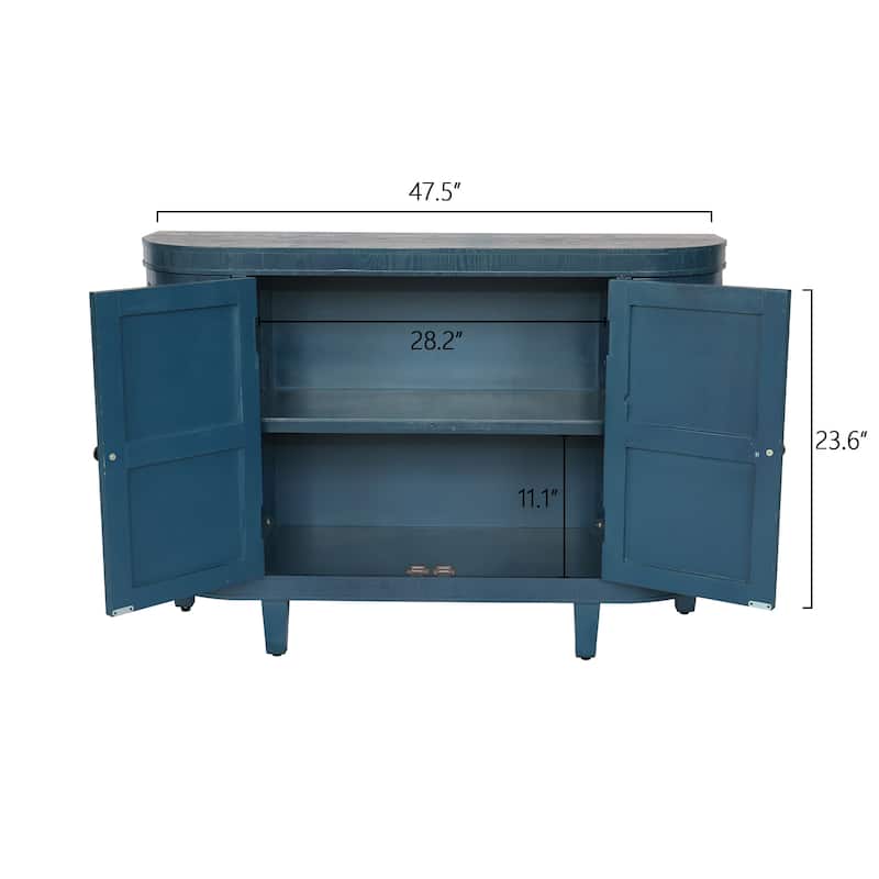 GDF Studio - Paloma 47'' Oval Fluted Storage Cabinet with Sliding Doors