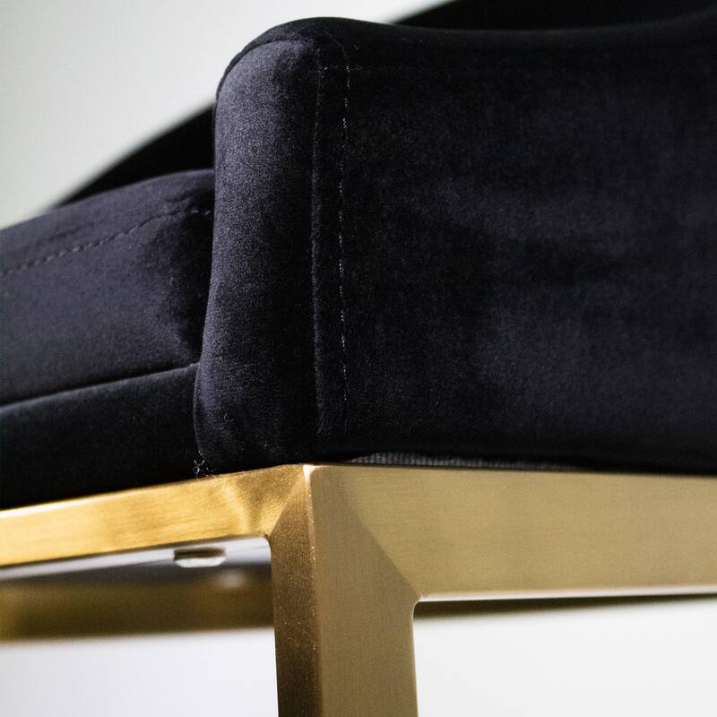 Otus 26" Counter Height Gold Brass Velvet Mid-Century Bar Stool